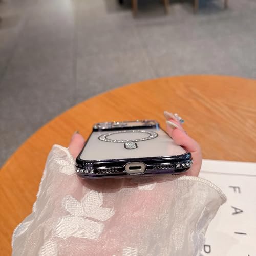 Etui magnétique iPhone 16 Plus antichoc transparent pailleté compatible induction - 3