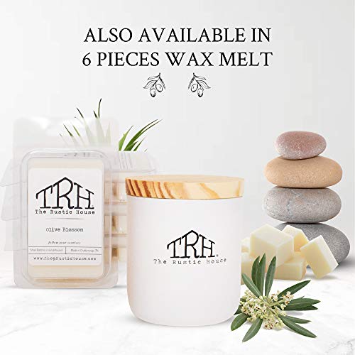 The Rustic House Candles Soy Wax Spring + Summer Scented Candle | Long Burning Fresh Scent Floral Candle | Hand Poured Clean Linen Candles In Glass Container With Wood Lid,Olive Blossom #TOP6