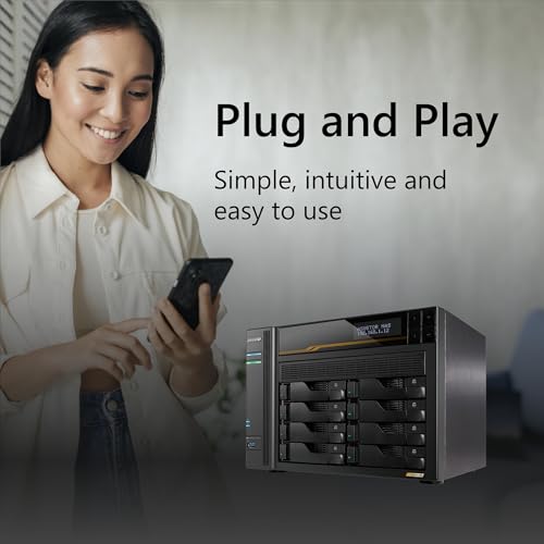 Image of Asustor Lockerstor 8 Gen3 AS6808T 8 Bay NAS Network Storage, AMD Ryzen Quad-Core 2.3 GHz, 16GB RAM ECC DDR5, 4 M.2 NVMe Slots, Dual 5GbE & Dual 10GbE Port, USB4 Type-C, Network Attached Storage