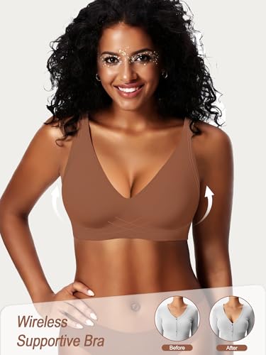 Image of Jelly Wireless Bras for Women No Underwire Push Up Seamless Full Coverage Bralettes Support Lift Everyday Bra