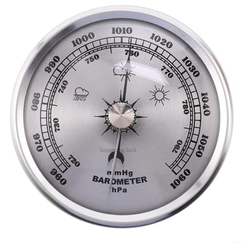 ZYNCUE Baromètre thermomètre, horloge domestique, baromètre, jauge de pression pour jardin, cuisine, salle de bain, chambre à coucher, salon, bureau (argent)