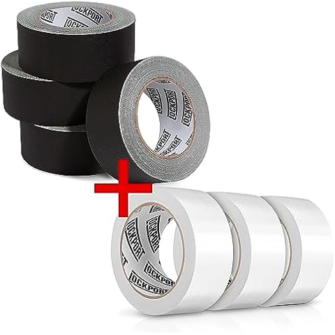 Lockport 4 Pack Black Gaffers Tape 30 Yards x 2 Inch + 3 Pack Heavy Duty White Duct Tape 20 Yards x 2 Inch Bundle Cover