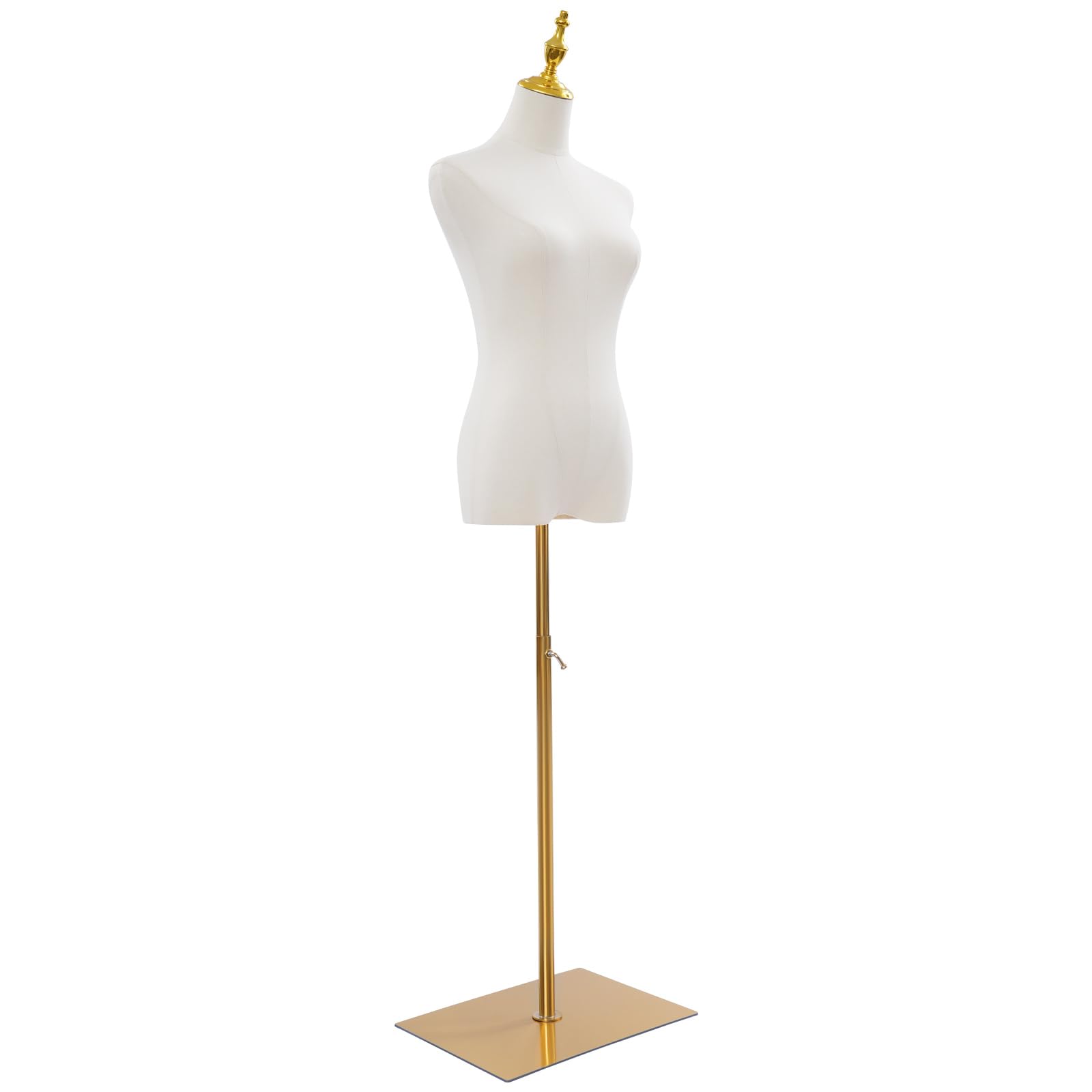 Hartplastik Schaufensterpuppe Weiblich Schneiderpuppe Vintage Kleiderpuppe Mannequin für Bekleidungsgeschäfte Schneidereien & Messestände | Einstellbare Gesamthöhe: 70-130cm | Gold Quadratische Basis