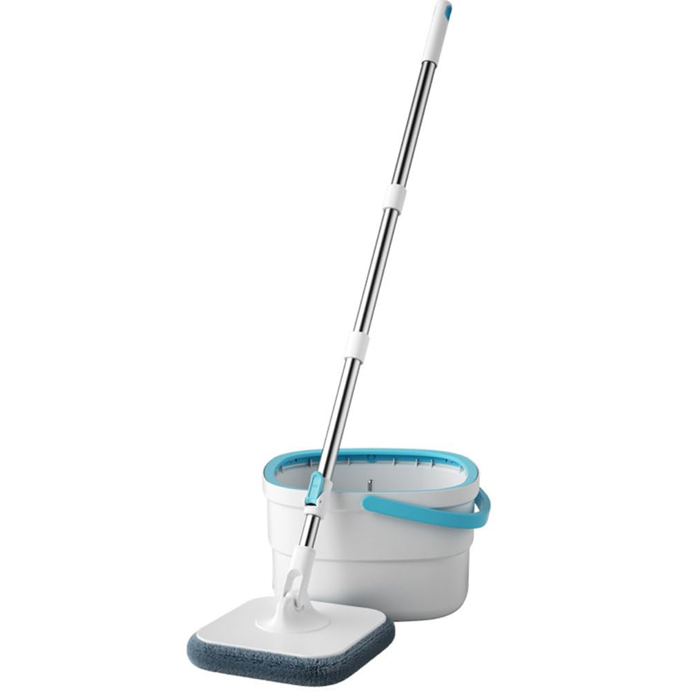 Juego de fregona y cubo giratorio de doble escurridor, agua limpia y sucia, limpieza profunda para suelos de madera dura, azulejos y laminados, ideal para dueños de mascotas y uso doméstico