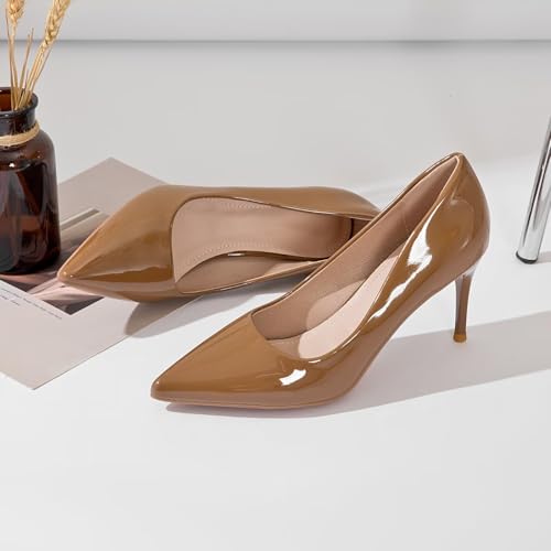Image of Women's Low Kitten Heel Pumps Classic Fashion Dress Pumps Simple Heeled Shoes for Office Work