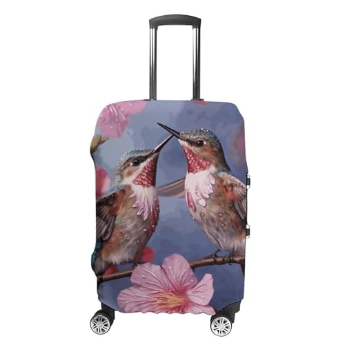 Travel Luggage Cover Elastic Suitcase Protector Anti-Scratch Washable Humming Birds With Luggage Sleeve Tsa Approved Carry on Covers Baggage Cover Fits 18-32 Inch Luggages