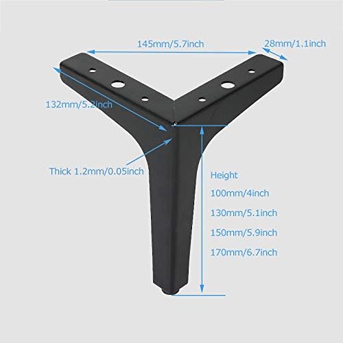 家具脚 4パック テーブル脚 金属製家具脚 交換用三角形サポート脚 ワードローブ ソファ 椅子 コーヒーテーブル用，ブラック-13c