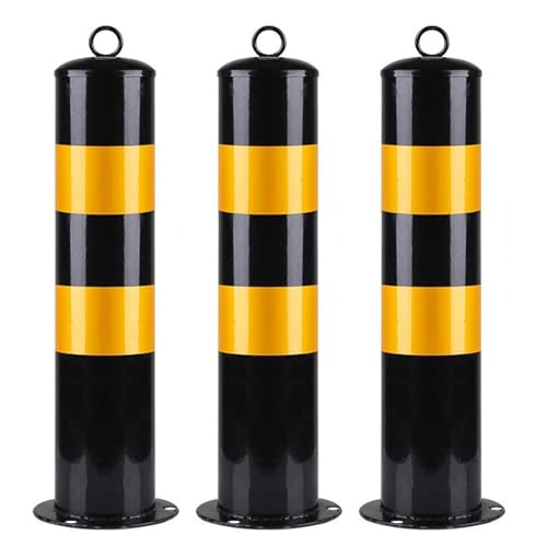Générique Bornes de signalisation en Acier de 50 cm - Poteaux de sécurité réfléchissants pour parkings - Lot de 3 cônes de signalisation Noirs résistants pour Une visibilité et Une sécurité maximales