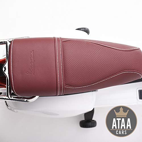 ATAA CARS Vespa Klassiker mit offizieller PX 150 Piaggio Lizenz - Weiß - Elektromotorrad für Kinder mit 12V Batterie