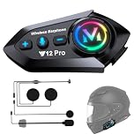 2 x Auricolare Casco Moto Bluetooth 5.4 Interfono Moto Casco Coppia con Doppio Chip per Multitasking Audio Cuffie 500M Sistema di Comunicazione Casco 2 Motociclisti Compatibile con Tutti i Caschi