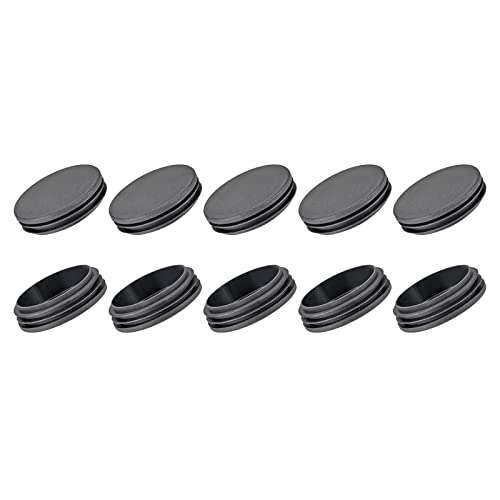 Image of METALLIXITY Round Post End Caps (2.76 inchx0.71 inch) 10pcs, Plastic Tubing End Cap Plug - for Decoration Furniture, Handrail Stair, Black