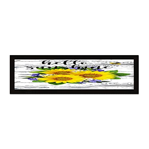 Décoration murale moderne tournesol tableau bois inspirant 15x50cm