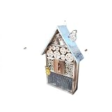 Relaxdays Insektenhotel, Holz, wetterfestes Metalldach, HxBxT: 48 x 31 x 10 cm, Insektenhaus zum Aufhängen, geflammt