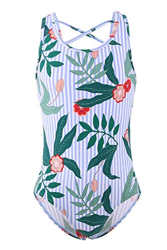 Image of Girls One Piece Swimsuits Hawaiian Ruffle Swimwear Beach Bathing Suit