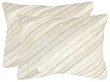 Safavieh Pillow Collection Throw Pillows, 14 by 20-Inch, Cherilyn White, Set of 2