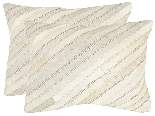 Safavieh Pillow Collection Throw Pillows, 14 by 20-Inch, Cherilyn White, Set of 2