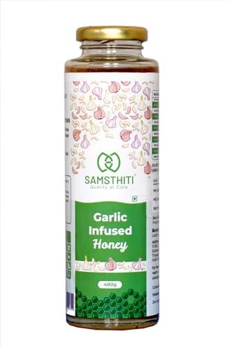 Image of SAMSTHITI Garlic Infused Honey Organic Original Honey Best For Healthy & Tasty || Pack of 1 || 480gram