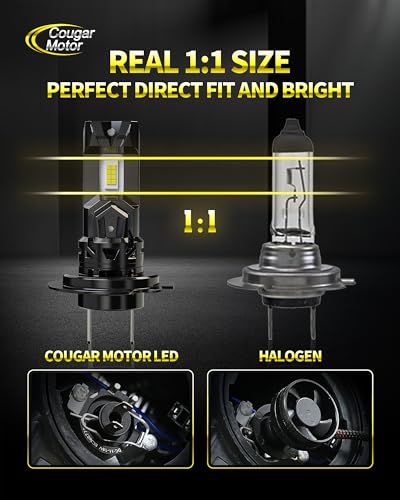 Image of Cougar Motor H7 Fog Bulbs, New Upgraded H7 1:1 size No Required Adapter Auxiliary Light Off-Road Non-polarity Quick Installation, Pack of 2