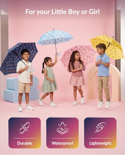 Image of Destinio Umbrella for Kids; Stylish & Cute, Child Safe, 100% Waterproof; Kids Umbrella for Girls, Boys and Baby