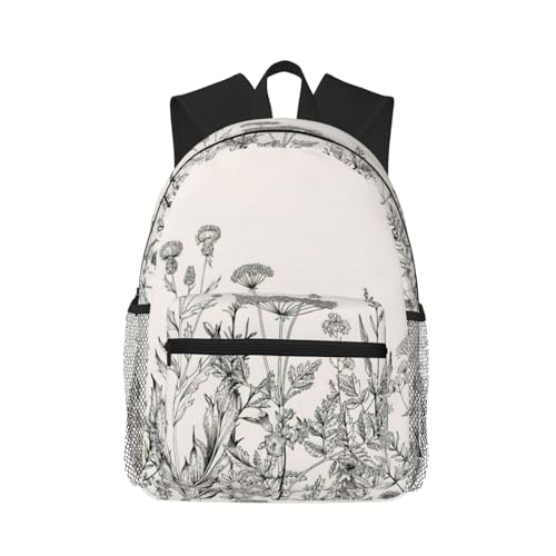 BREAUX Floral Herbs Botanical Engraving Print Lightweight And Comfortable Duffel Bag, Casual Daypack, Multipurpose Backpack