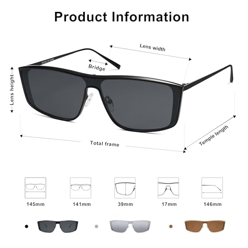 SOJOS Trendy Y2k Polarized Sunglasses for Women Men Metal Frame UV400 Designer Shades SJ12284