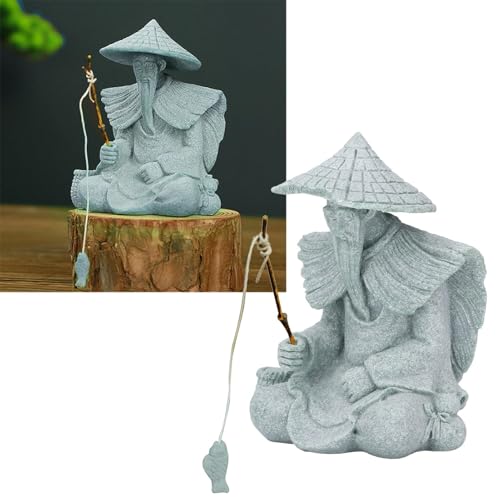 Estatua de Pescador Sentado para Jardín Decorativo miniatura 7