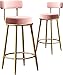 Taburetes De Bar Modernos Juego De 2 Taburetes De Desayuno De Altura De Mostrador para Sillas De Comedor De Isla De Cocina con Respaldo De Patas De Metal Dorado Y Asiento