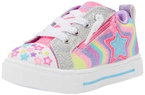 Skechers Fille Twinkle Sparks Cosmic Burst, baskets montantes roses à scratch