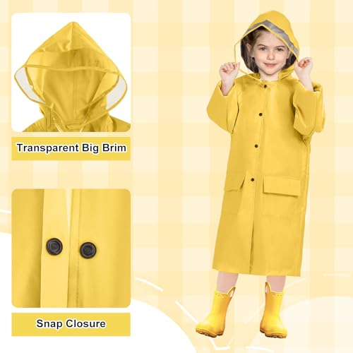 Image of LAMA Kids Raincoat with Hood, Lightweight Raincoat for Girls, Kid Long Rain Jacket