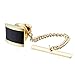 HAWSON Tie Tack for Men Tie Clip Pin With Black Stone Business (Gold)