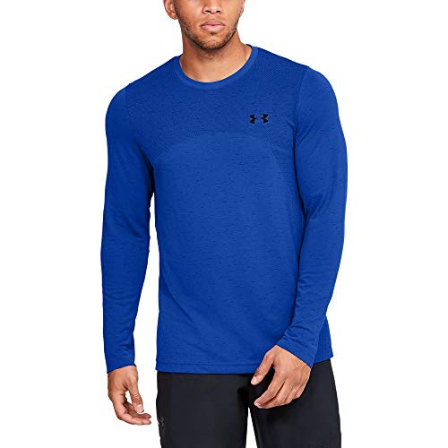Under Armour Maglietta a Maniche Lunghe Seamless, Uomo, Versa Blue/Nero, M