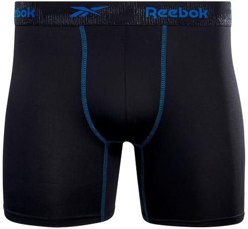 Reebok Mens Boxer Briefs - 8 Pack 6'' Inseam Soft Stretch Performance Mens Underwear Athletic Boxer Briefs with Contour Pouch