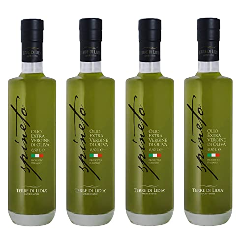 Terre Di Lidia - Huile Extravergine d'olive Bouteille Verre 0,5L Coratina, EVO, 100% Italien - Campagne 2023/2024-4 Unités