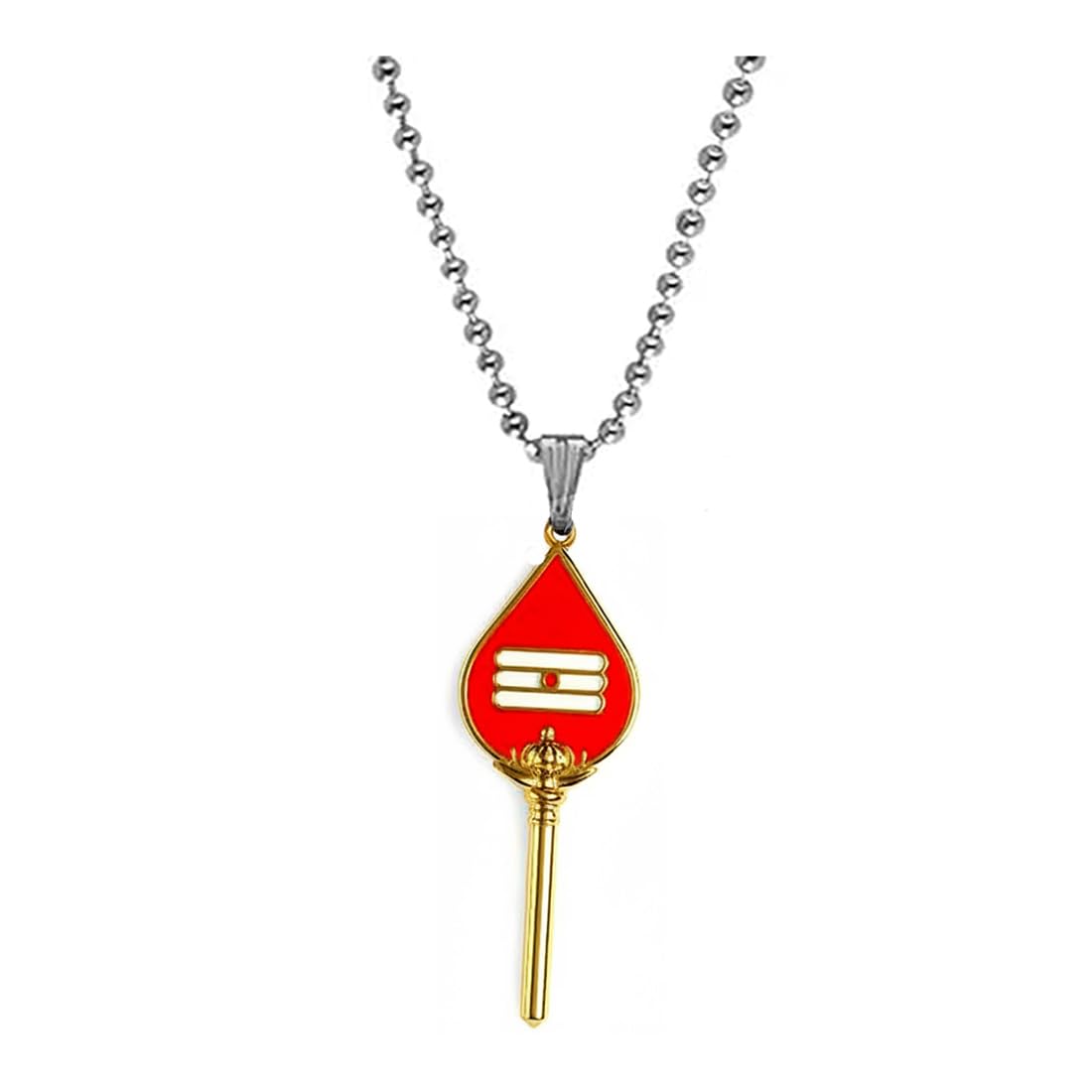 afh Lord Murugan Vel Peacock Bead Chain Metal Orange Pendant for Men and Women | Devotional Necklace-picture-21
