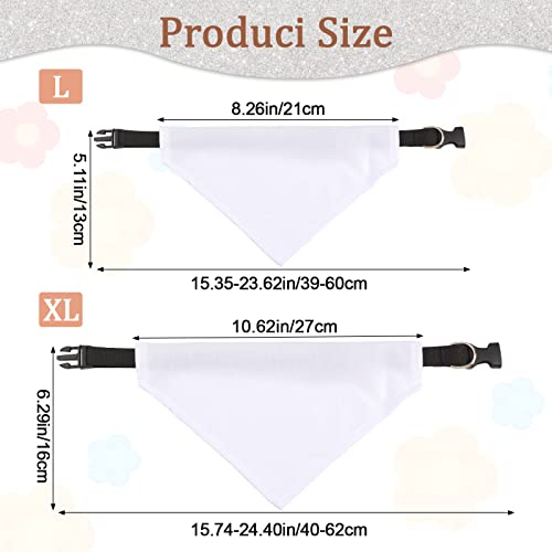URROMA 4 Pieces White Dog DIY Pet Bandana, Pet Sublimation Blank Bandana Collar Adjustable Buckle Dog Triangle Collar for Dogs Pets XL - Image 2
