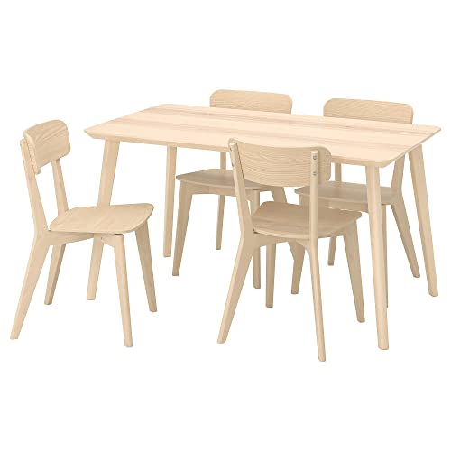 LISABO/LISABO - Mesa y 4 sillas, 140 x 78 cm, chapa de fresno/ceniza