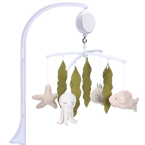 Image of COTTONBEBE Crib Mobile 35 Lullaby Music,Cotton Baby Mobiles for Cribs & Pack N Play, Easy to Install, Stuffed Animals Hanging Toys Newborn Boys & Girls, Ocean Nursery Decor