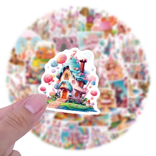 55Pcs Cartoon Candy Castle Themes Waterproof Stickers for Water Bottle Cup Laptop Bike Skateboard Luggage Box Vinyl Graffiti Patches BRHYFX