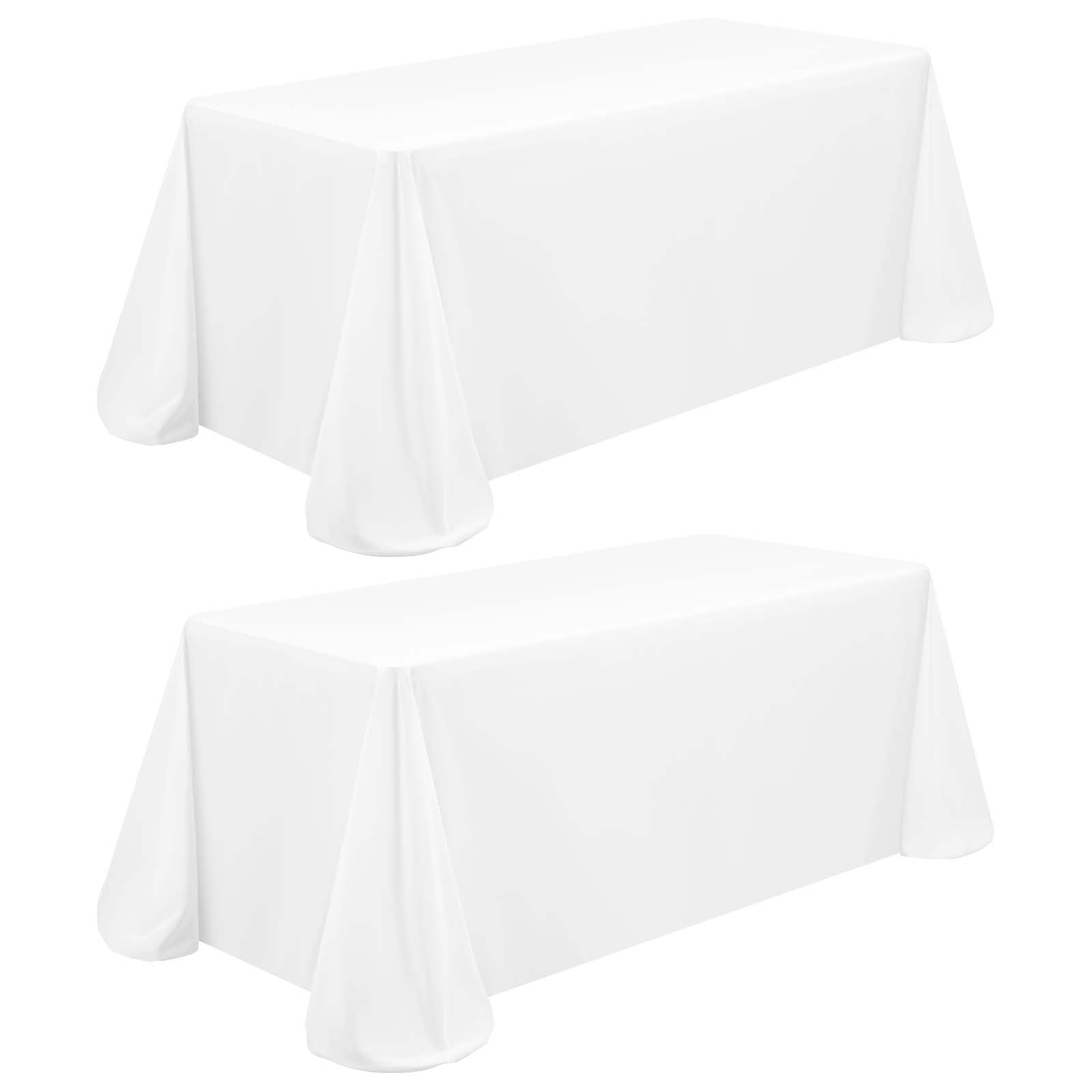 2 Stück Tischdecke Weiß 229 x 396 cm,Rechteckige 8 FT Tischdeckes | Flecken- und Knitterfreie Waschbare Tischdecke aus Polyestergewebe für Hochzeiten,Feiern, Veranstaltungen und Restaurants