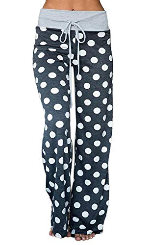 Image of Elsofer Women's Comfy Lounge Pants Soft Floral Pajama Pants Loose Drawstring Wide Leg Palazzo Pants for Sleep, Casual Wear