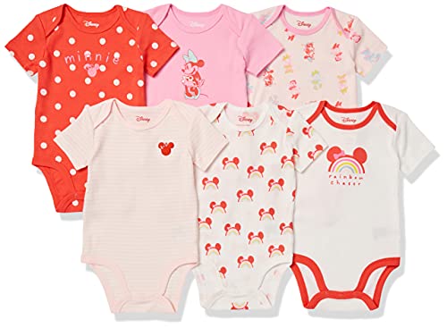 Image of Amazon Essentials Disney | Marvel | Star Wars | Princess Baby Girls' Short-Sleeve Bodysuits, Pack of 6