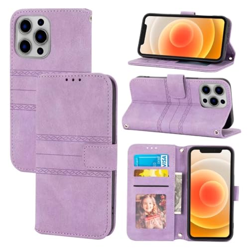 Étui cuir iPhone 12 violet clair à rabat pour protéger votre smartphone au bureau et en voyage