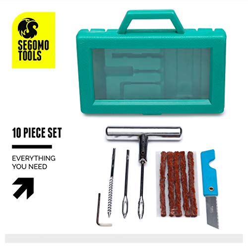 Segomo Tools 10 Piece Universal Flat Tire Puncture Repair Kit for Motorcycles, Cars, Jeep, Trucks, ATV | Motorcycle Tire Plug | Car Tire Repair Kit | Tire Kit Repair | Repair Tire Kit - TIRE01 - Image 3