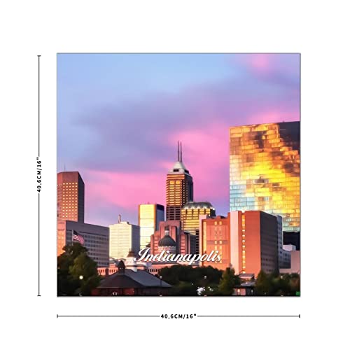 Skyline Indianapolis panneau bois décoration murale vintage salon et entrée 40x40 cm