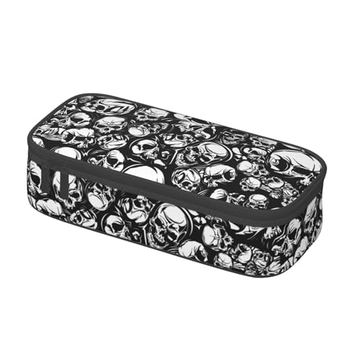 Image of Cool Skull Pencil Case Organizer Big Capacity Pencil Pouch Stationery With Zipper School Supplies Pencil Bag For Girls Boys Office, j56tsd