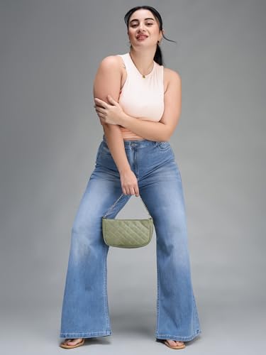 Image of Miss Chase A+ Women's Wide-Leg High Rise Regular-Length Stretchable Denim Jeans