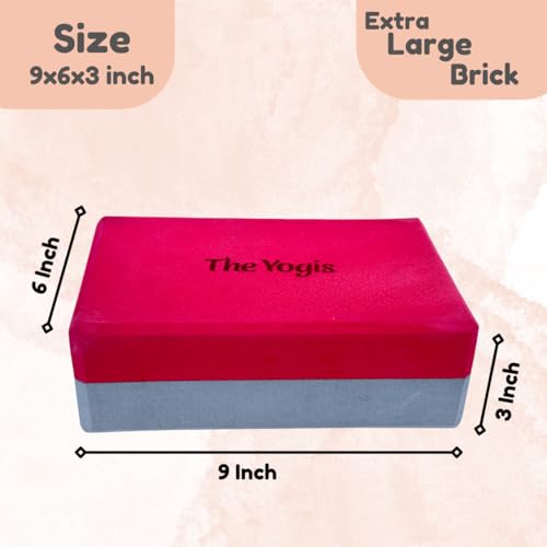 Image of The Yogis High Density Foam Yoga Block Brick | Set of 2 | Large Size With - Yoga Belt