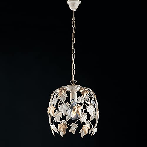 Lustre en fer forgé classique ivoire et or shabby chic suspension 1 lumière luminaire bon-22