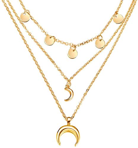 Preisvergleich Produktbild CKAWM Halskette Shell Anhänger Halskette Weiblich Langkettige Runde Münze Mehrschichtige Kragen Halskette Hochzeitsschmuck Blau