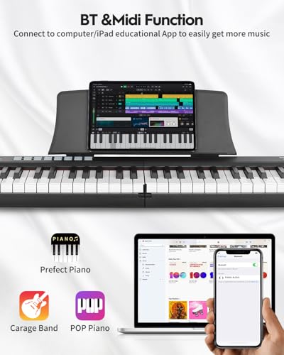 STRICH Digitalpiano 88 Tasten, faltbares E-Piano mit halbgewichteter Tastatur, tragbares Keyboard für Anfänger inkl. Sustainpedal, Kopfhörer und Notenhalter, SEP-88F